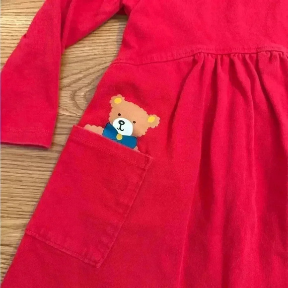 Hanna Andersson Red Dress with Teddy Bear Pocket Art size 2T (85cm) - Picture 2 of 5
